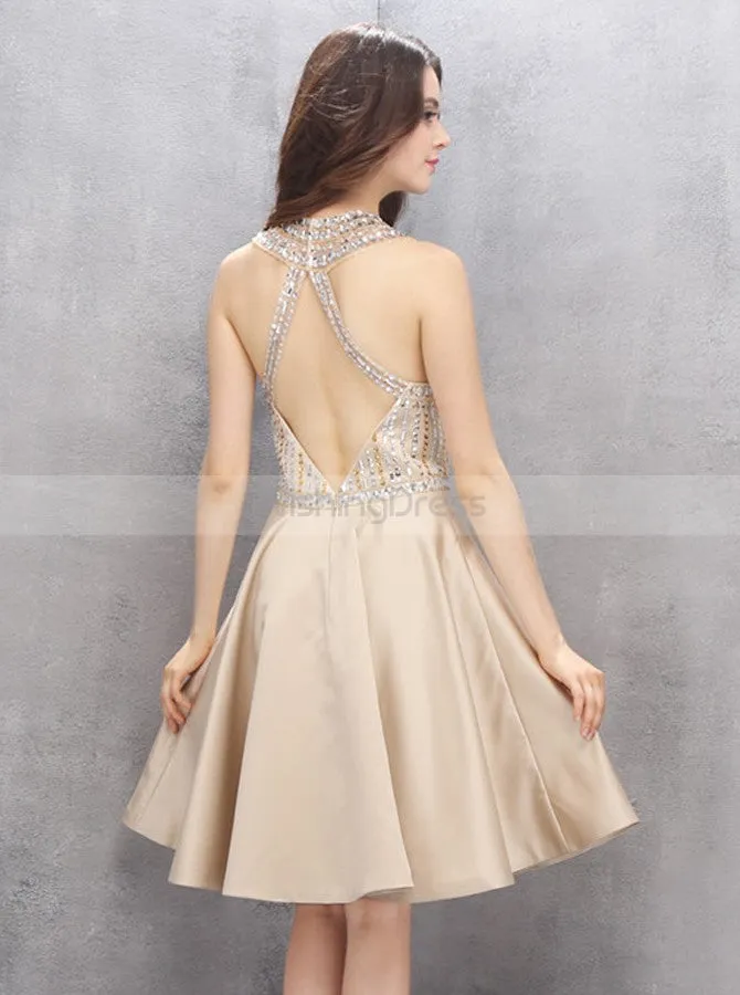 Aline Homecoming Dresses,Knee Length Homecoming Dress,High Neck Homecoming Dress,HC00117