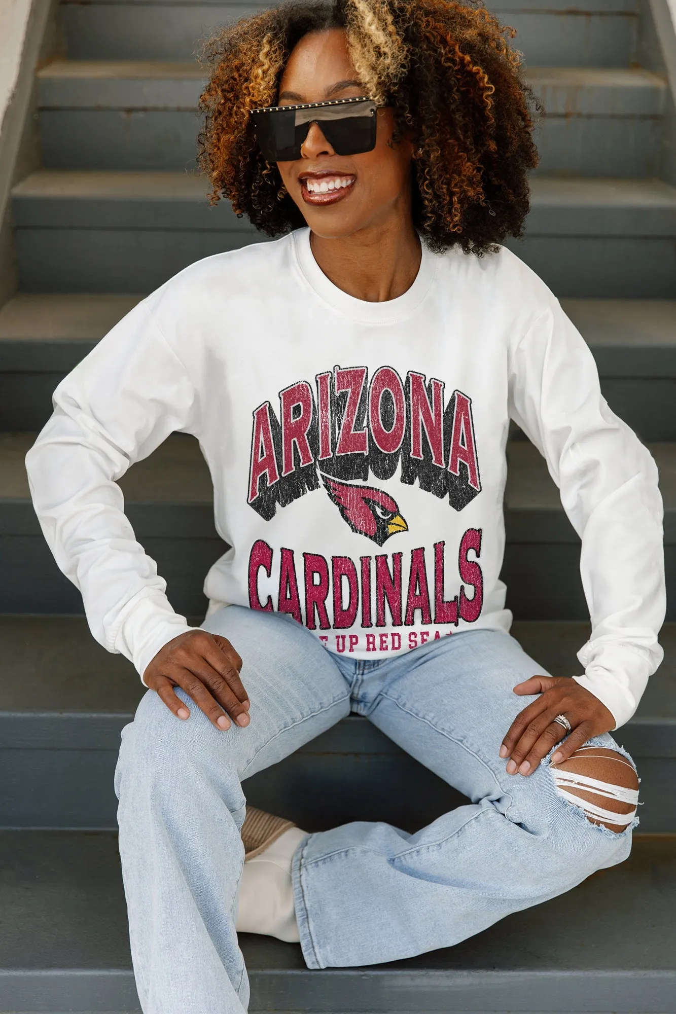 ARIZONA CARDINALS TIME OUT OVERSIZED MIDWEIGHT LONG SLEEVE TEE
