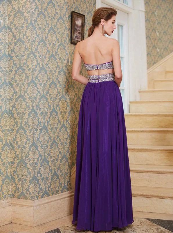 Beaded Prom Dresses,Strapless Prom Dress with Slit,Long Prom Dress,PD00335
