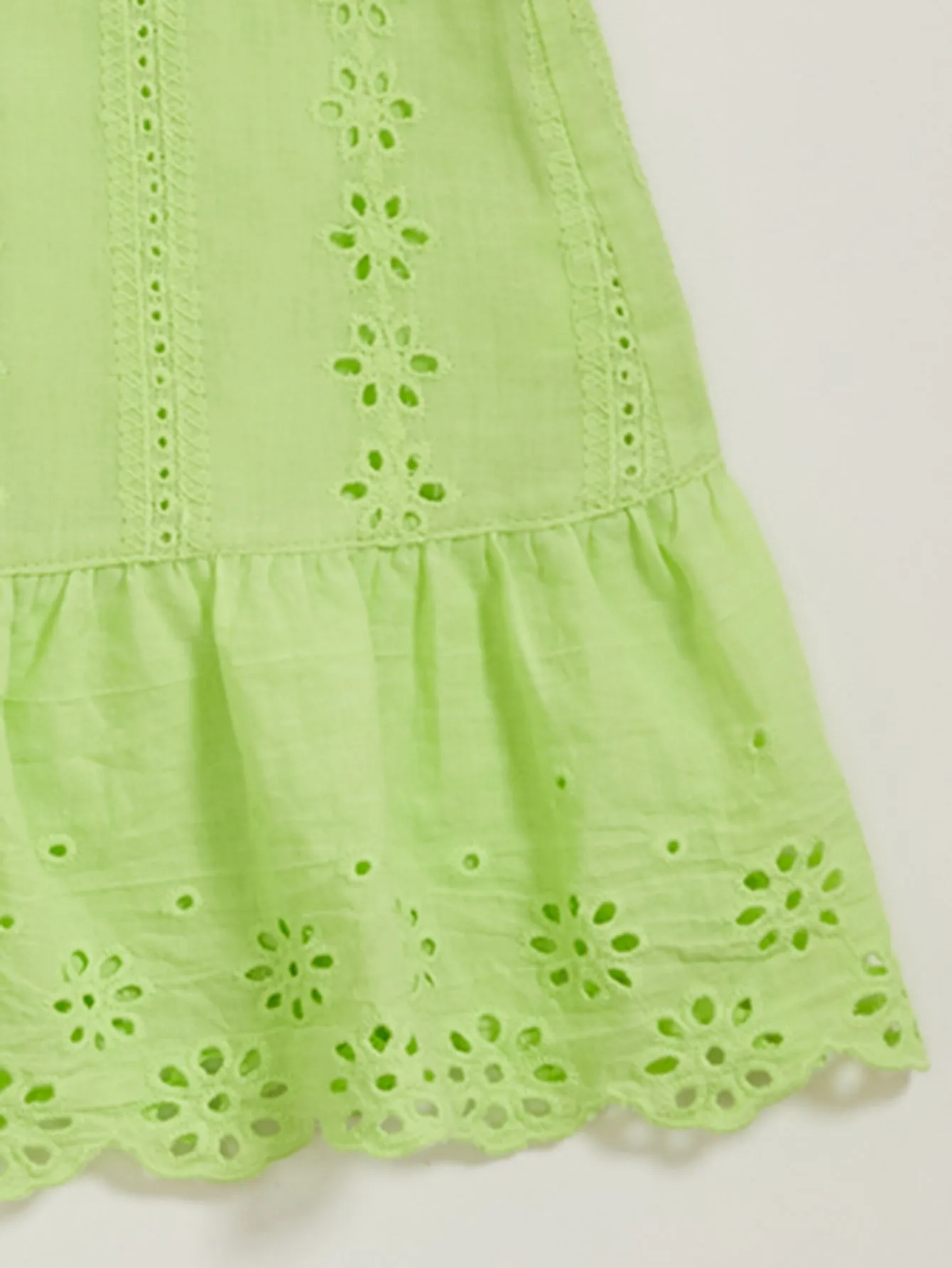 Boho Plain Eyelet Embroidery Natural Short Women Skirt