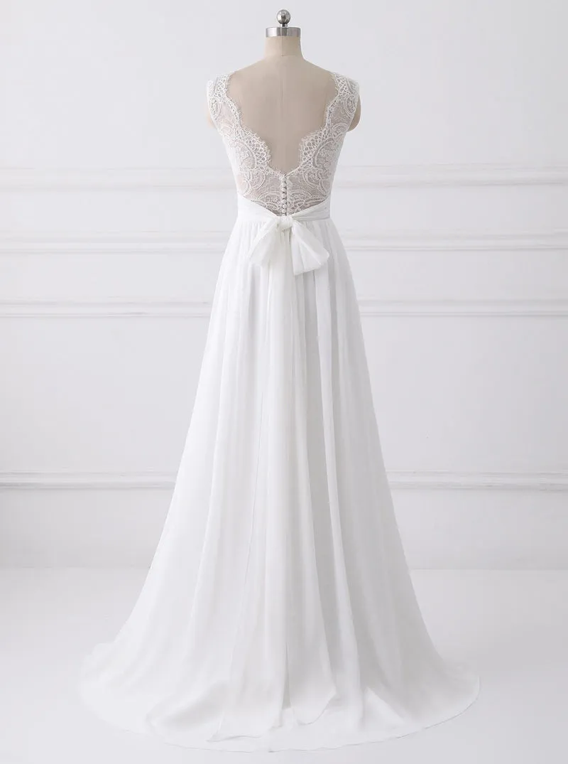 Boho Wedding Dresses,Chiffon Long Wedding Dress,Beach Wedding Dress,WD00292
