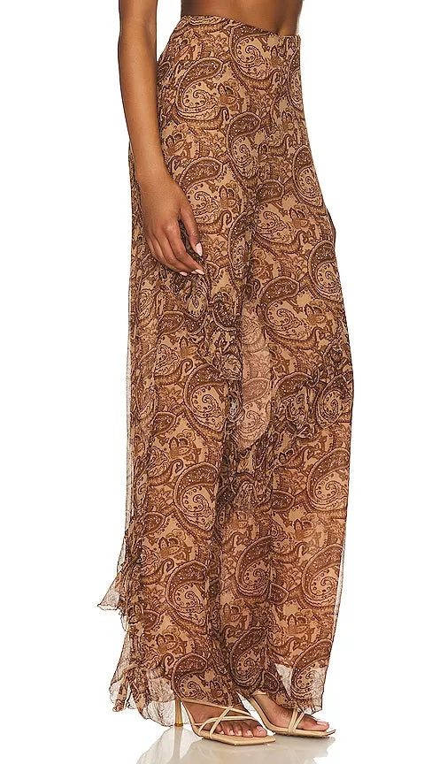 Camila Coelho Lilia Ruffle Pant in Brown