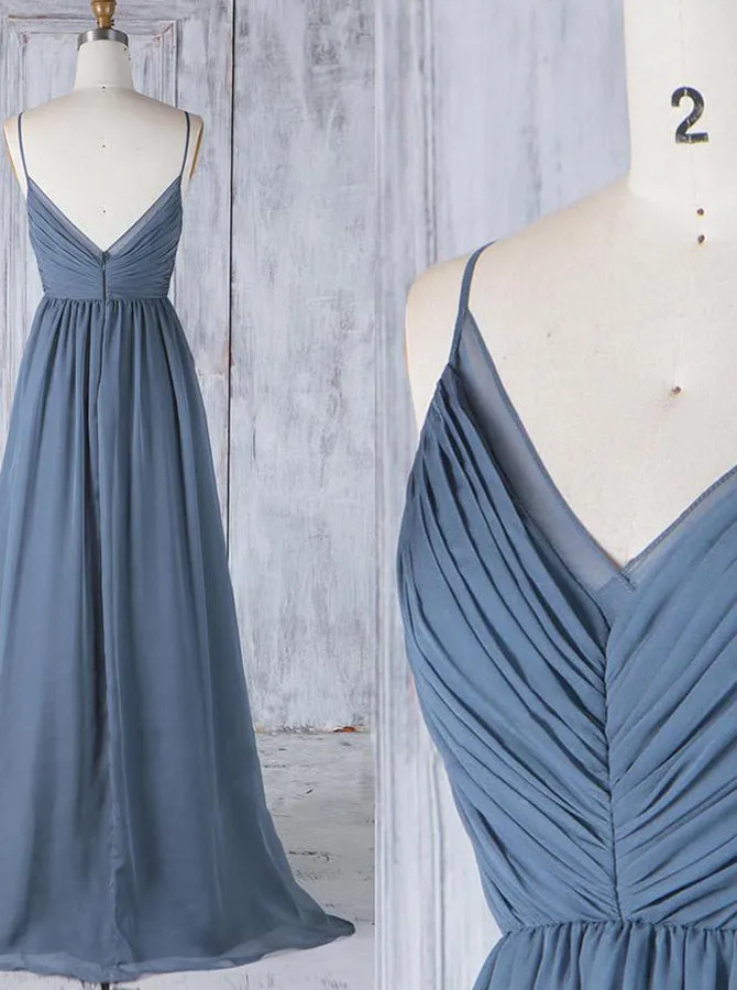 Chiffon Bridesmaid Dresses with Straps,Ruched Bridesmaid Dress,BD00359