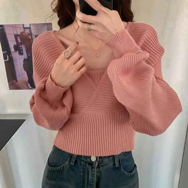 Crop-Pullover im koreanische-Look für Frauen