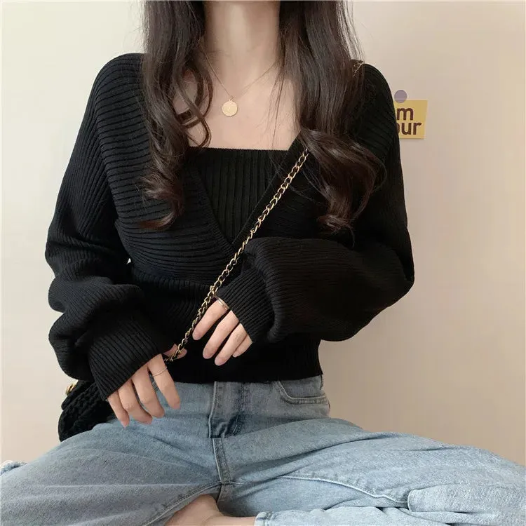 Crop-Pullover im koreanische-Look für Frauen