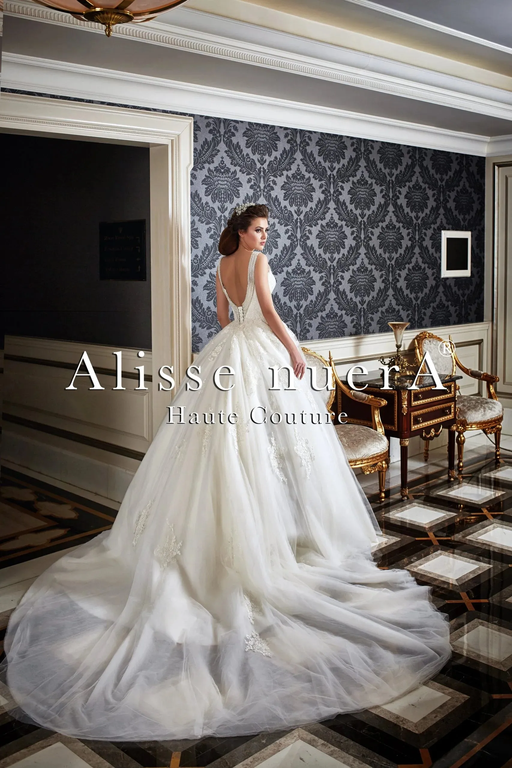 Crystals Embroidered Sparkling Square Neck A Line Wedding Gown
