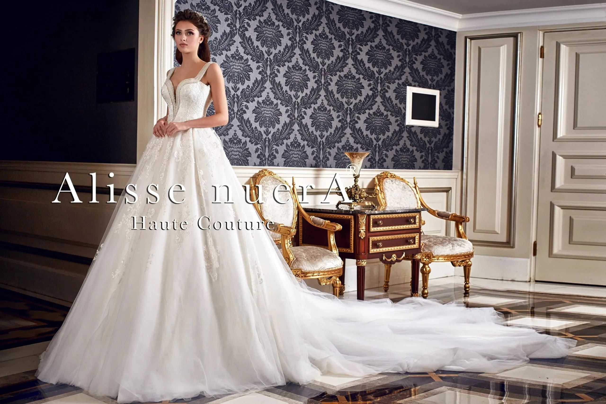 Crystals Embroidered Sparkling Square Neck A Line Wedding Gown