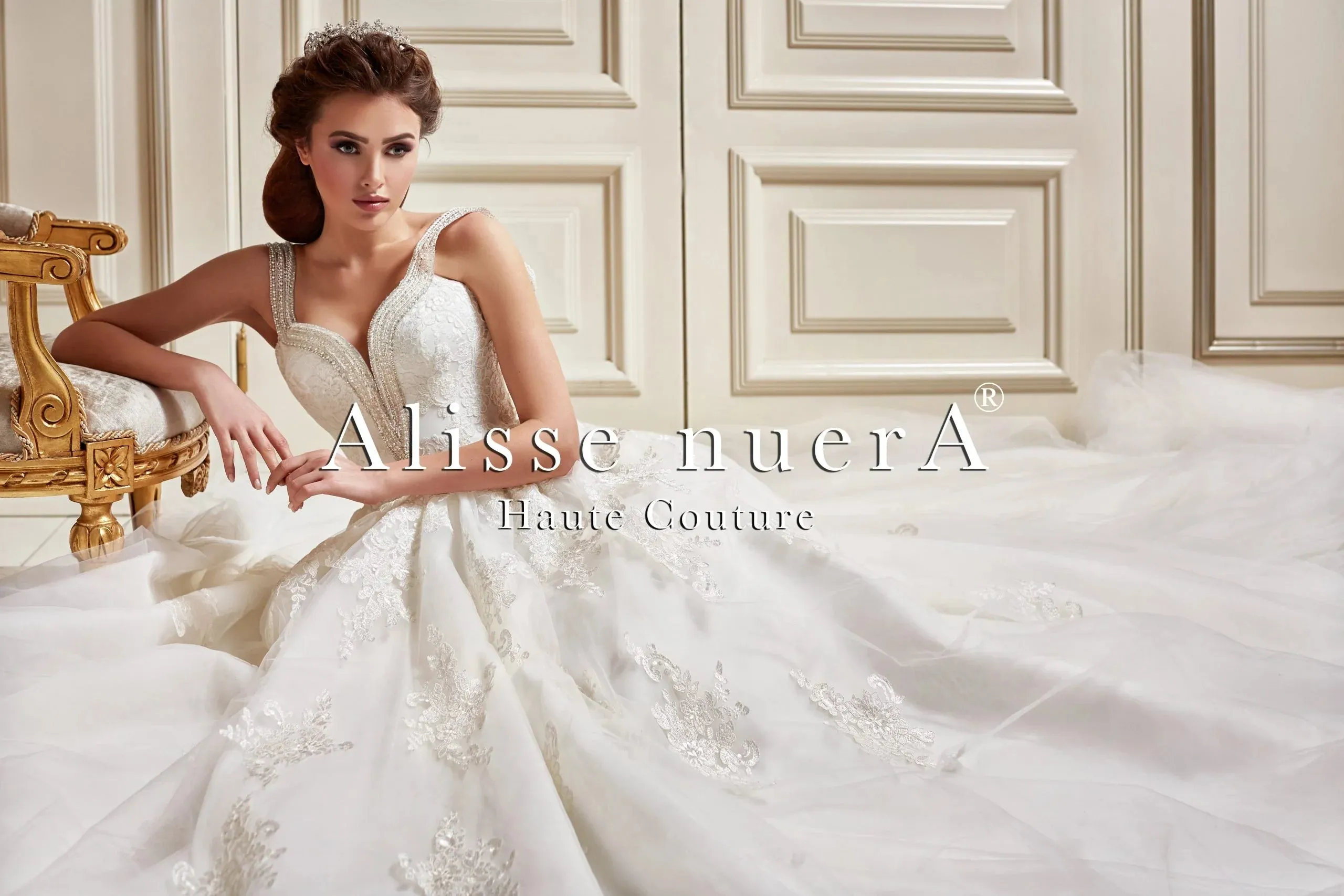 Crystals Embroidered Sparkling Square Neck A Line Wedding Gown
