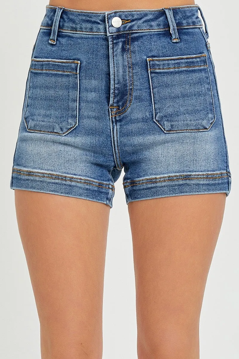 High Rise Pocket Patch Shorts by Risen
