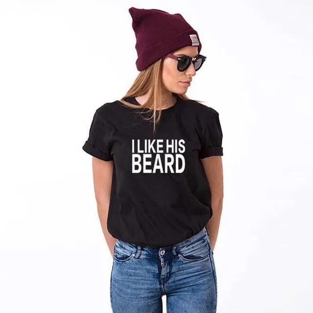I like his beard husband and wife Matching shirts