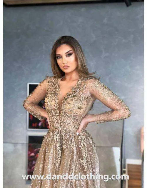 Luxury Evening Dress Full Length Gold
