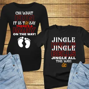 Oh what fun it is to say a baby is on the way christmas shirt pregnant, couple christmas shirts for pregnant women