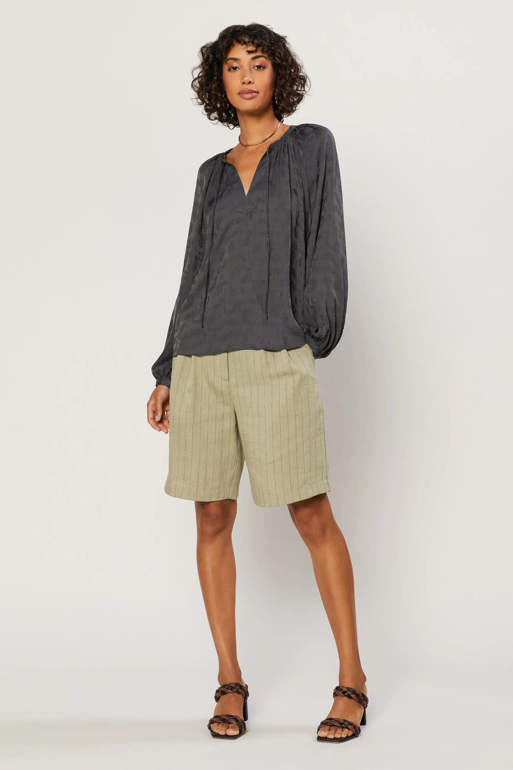 Paisley Split Neck Top