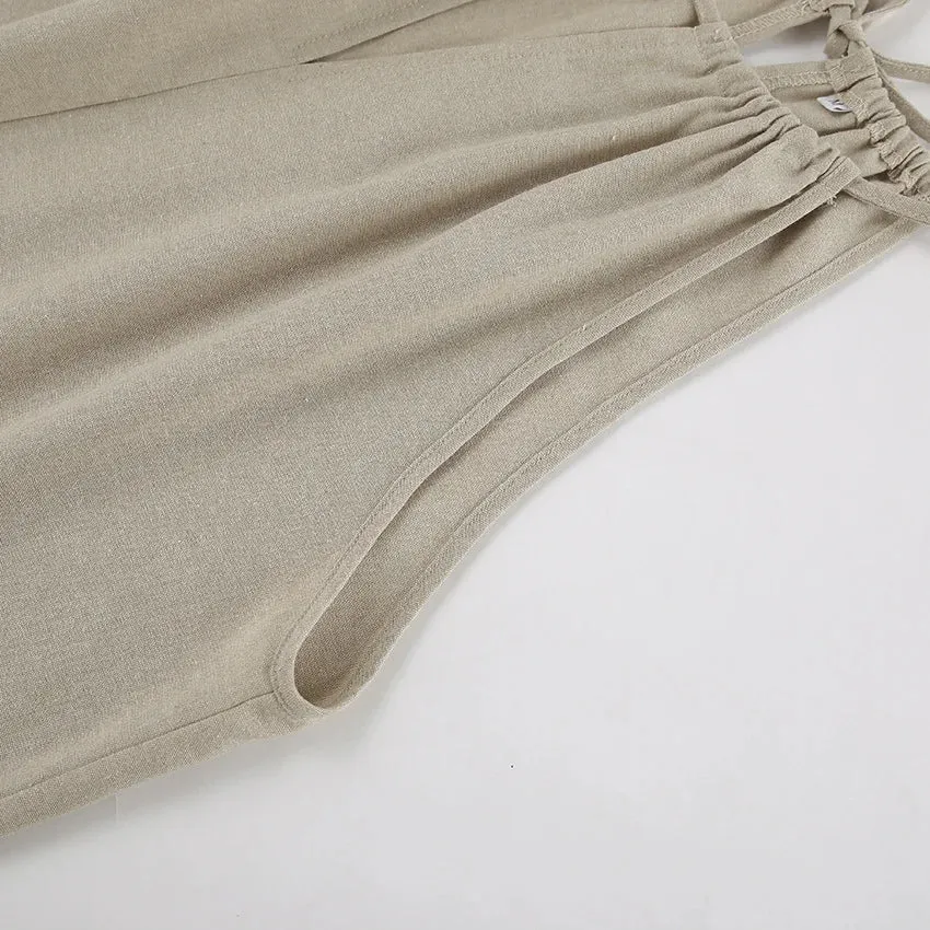 Sleeveless halter neck vest wide leg pants two-piece set