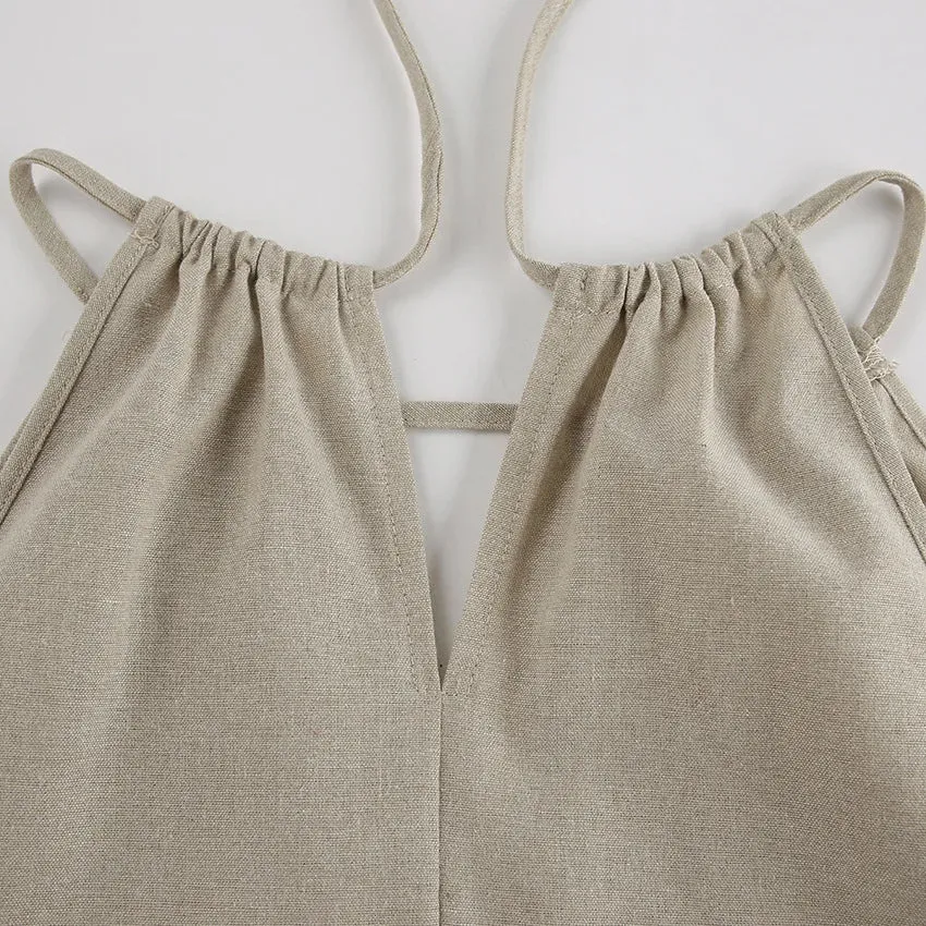 Sleeveless halter neck vest wide leg pants two-piece set
