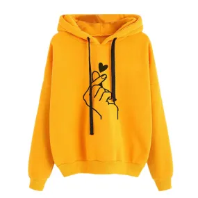 Sweatshirts 2019 Print Womens Long Sleeve Hoody Jumper Pullover Top Blouse Femme Heart Love Pattern Sweatshirt Plus Size