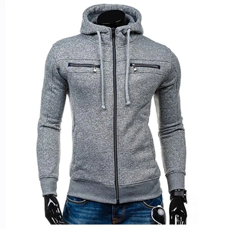 TANGNEST Autumn Men Hoodie 2019 New Classic Zipper Hooded Men's Casual Sweatershirt Spot Colors Asian Size 2XL MWW1485