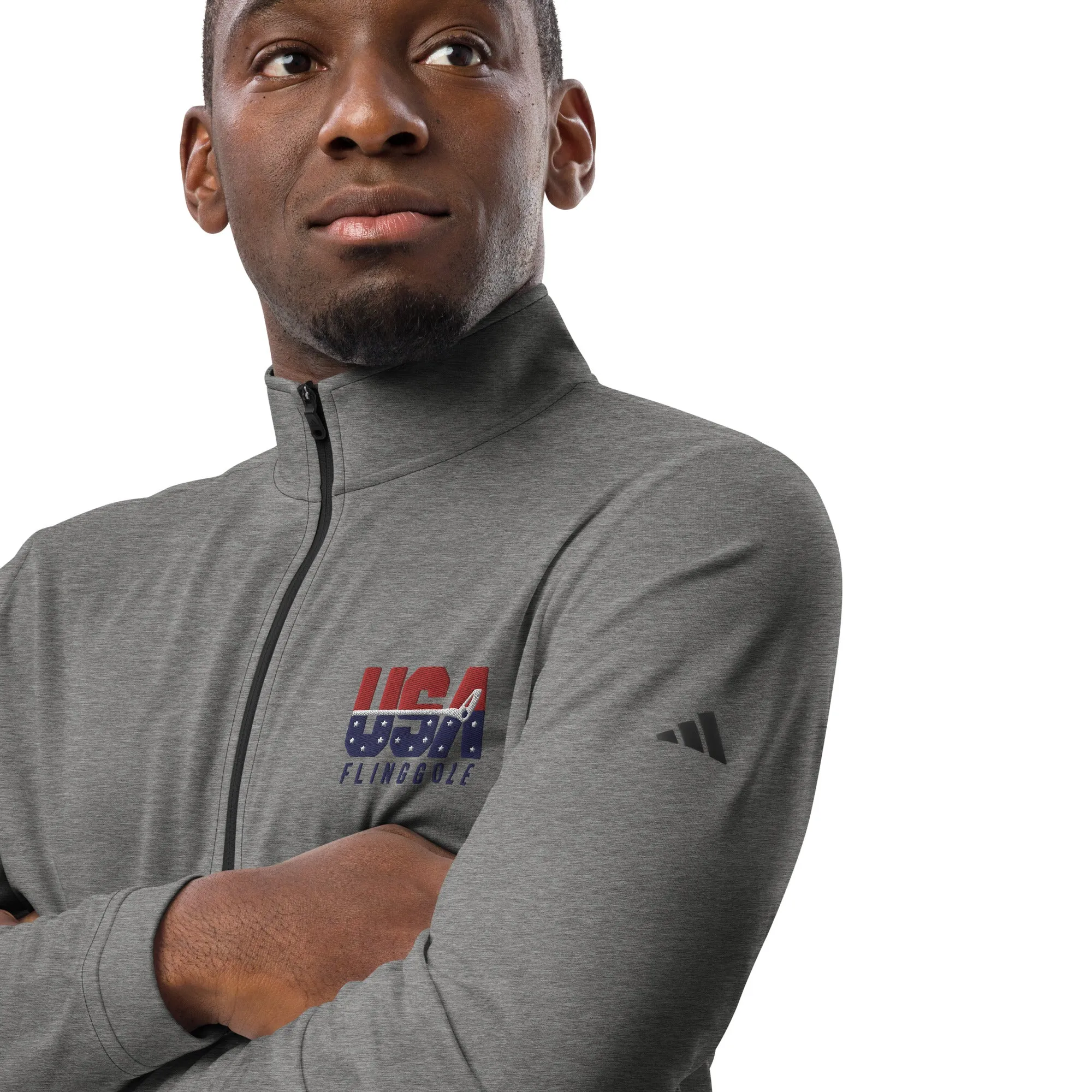 USA FlingGolf Adidas Quarter Zip Pullover (Grey)