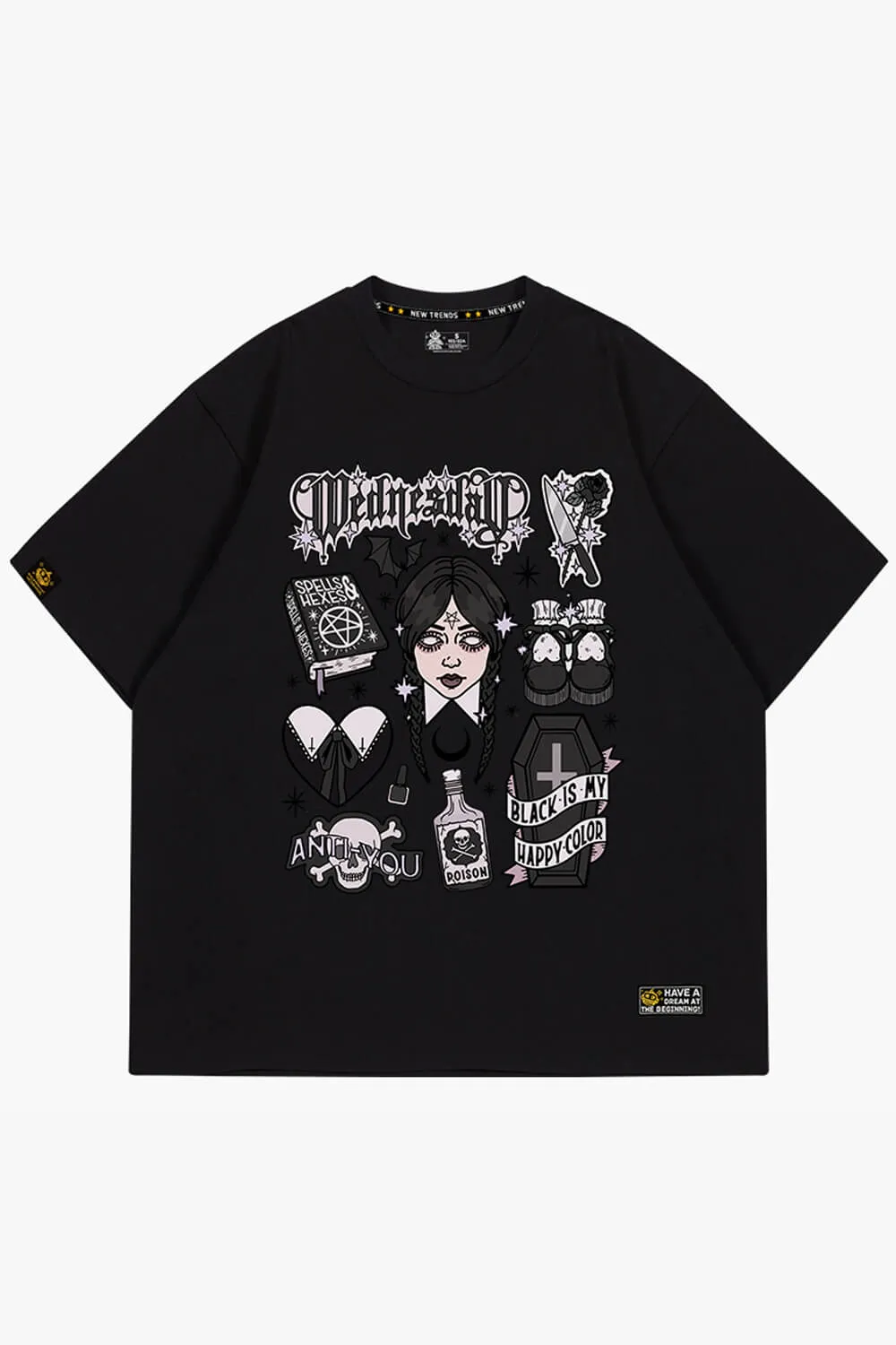 Wednesday Aesthetic Black T-Shirt Witchcore