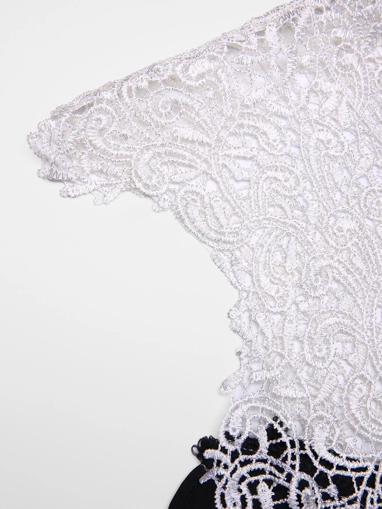 Wholesale Black V-Neck Sleeveless Plain Lace Zip Back Hollow Midi Dress