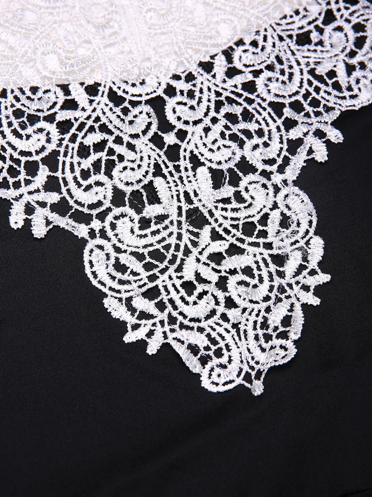 Wholesale Black V-Neck Sleeveless Plain Lace Zip Back Hollow Midi Dress